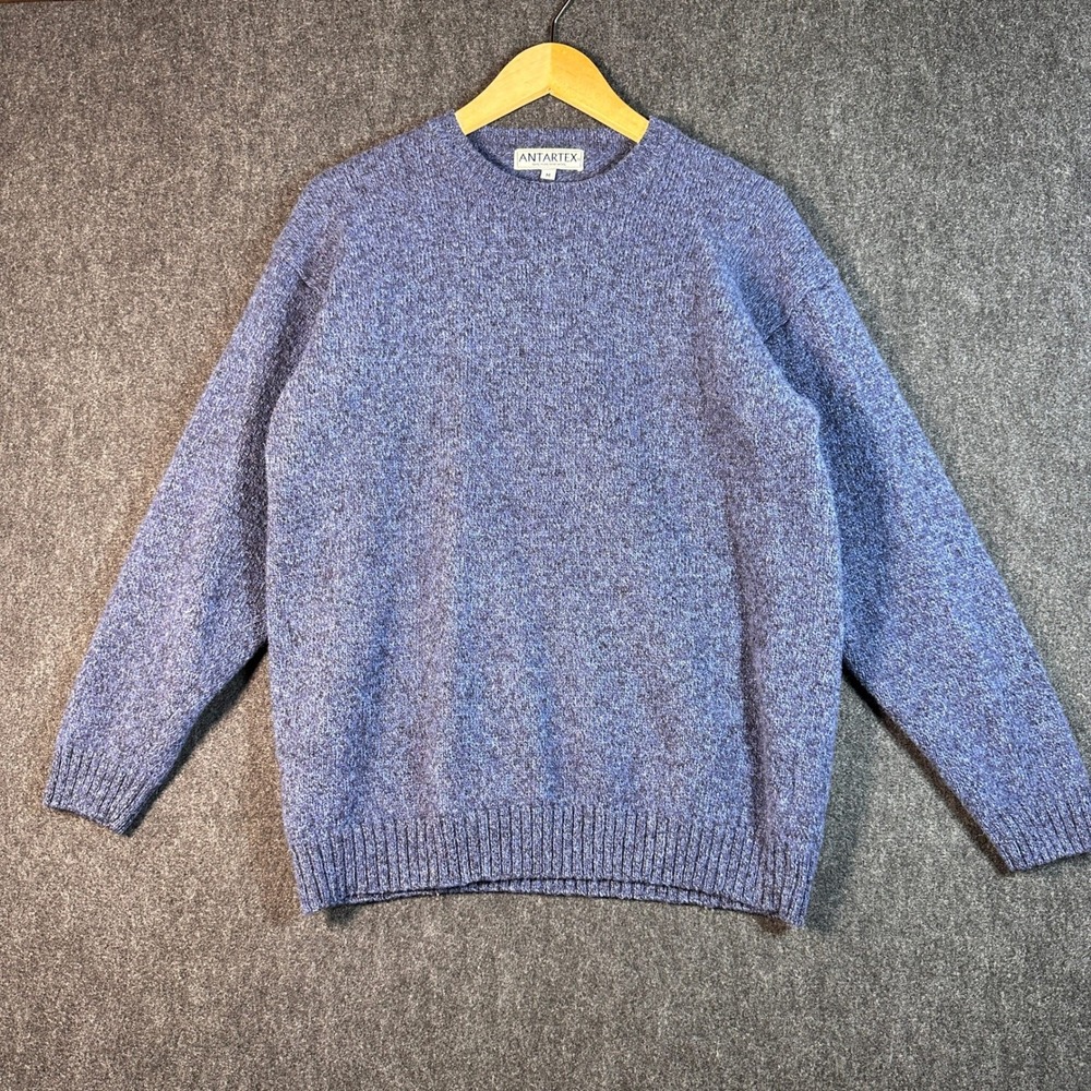 Vintage Antartex Blue Pure Scottish Wool Crewneck Sweater Men Medium Grandpacore